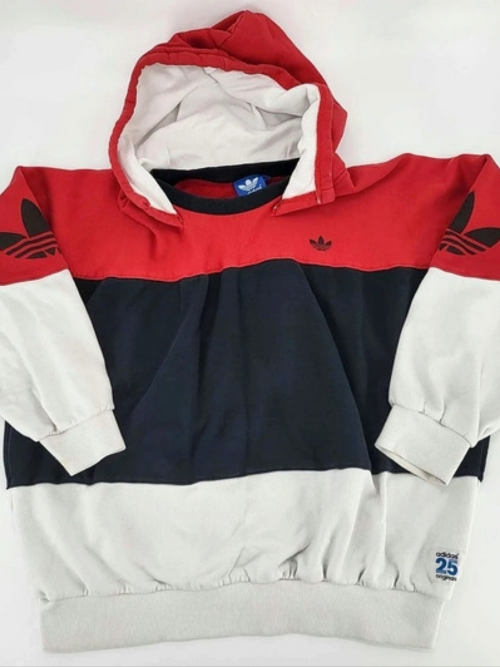 adidas Originals 25 Color Block Hoodie Red White Size XL